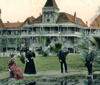 Exterior of a historic asylum building